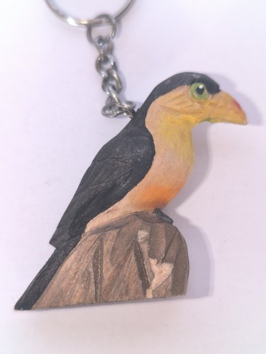 Wooden bird keyring keychain