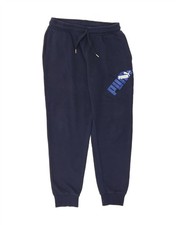 PUMA Mens Graphic Tracksuit Trousers Joggers Medium  Navy Blue Cotton XX08