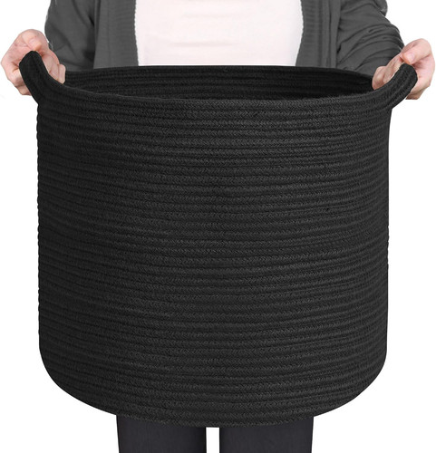 Large black storage basket - large, 16"