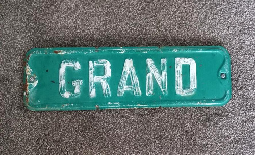 Grand heavy double road sign - grand,