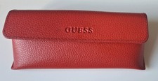 Guess Red Faux Leather Sunglasses case  - black lining & clasp closure 