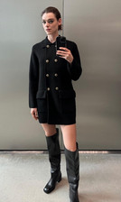Zara 100% Wool Knit Coat Black