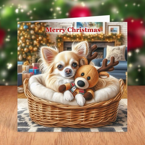 Chihuahua dog christmas card - christmas,