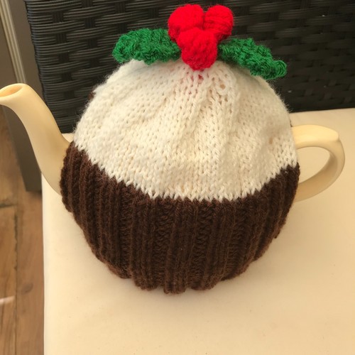 Hand knitted christmas pudding - hand,