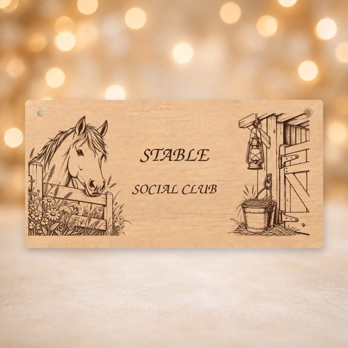 Horse stable wooden plaque - horse,