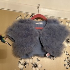 Marks And Spencer Girls Fluffy Feather Bolero Jacket Cardigan 7-8 Years