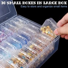Bead Organizer Box 30Pcs Small Clear Plastic Bead Storage Containers with Hinged