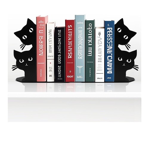 Metal cat bookends - bookends, creative