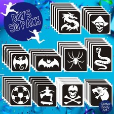 50 Boys Glitter Tattoo Stencil
