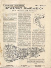 Roverdrive Transmission Part 1 Motor Trader Service Supplement No. 296/C37 1958