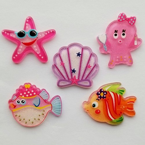 Plastic cabochons girl marine - plastic,