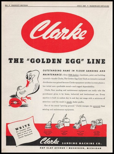 1947 clarke sanding - clarke, machine