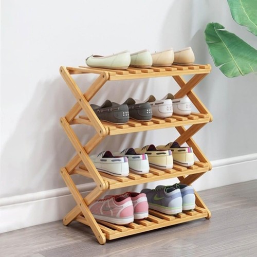 Bamboo shoe rack portable - bamboo,