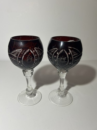 Bohemian czech wine glass ruby - wine,