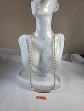 Vintage Ivory Glass 5mm Bead 23 Inch Flapper Necklace Costume Jewellery OCT800