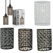 Drum Cage Metal light Shades Easy Fit Ceiling Pendant Table Lampshade 1/2/3 Pack