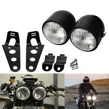 Twin Headlight Double Dual Lamp w/ Bracket Fit For Harley Honda Yamaha Universal