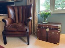 Stunning Leather & Brass Travelling Trunk - Make unusual Side / Coffee Tables