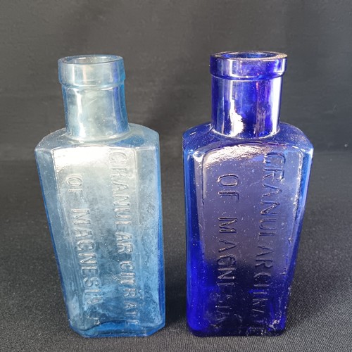 Antique blue glass bottles - blue,