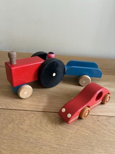 Vintage wooden tractor and - vintage,