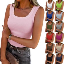 Ladies U Neck Ribbed Vest Tee
