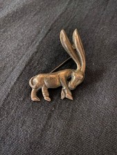 Sterling Silver Mexico Long Ear Donkey Mule Brooch Pin 2"