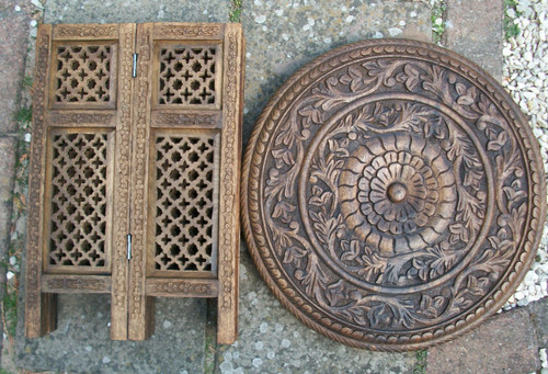 Vintage octagonal carved - ,