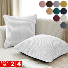 2,4 x Cushion Covers Luxury Corduroy Velvet Design Jumbo Square Cushions 18"x18"