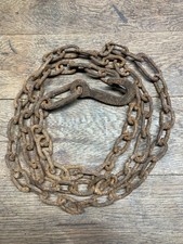 Vintage Old Rusty Chain with hook Hanging Industrial Prop 2.2 m