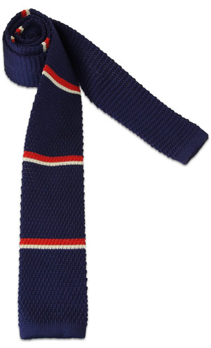 Royal navy knitted silk tie - knitted,