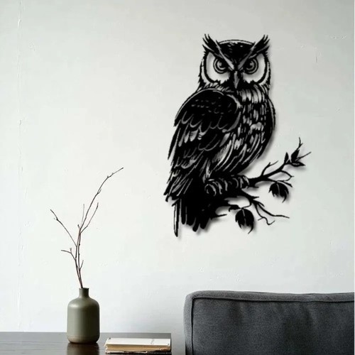 Metal owl wall art statue - metal,
