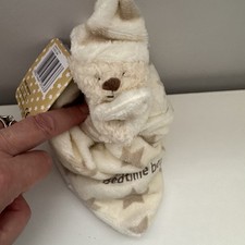 Mothercare Blue Bedtime Bear Rattle Comforter / Blankie / Soother / Hug Toy new