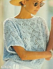 2300 Ladies Lacy Top 30-40" 76-102cm Vintage Knitting Pattern Copy