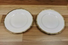 2 x Vintage hutschenreuther 7.5" White with Gold Rim Porcelain Side Plates 