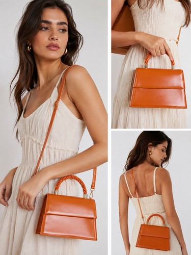 Zara orange beaded handle - zara,