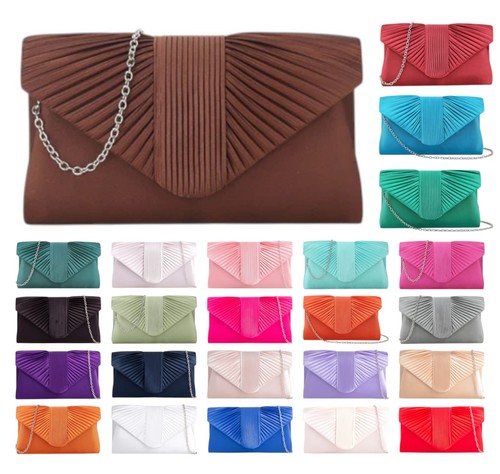 Ladies satin pleated clutch - satin,