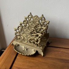 Antique Ornate Solid Brass Letter Rack Mail Organiser Desk Tidy 3 Tier Rococo 