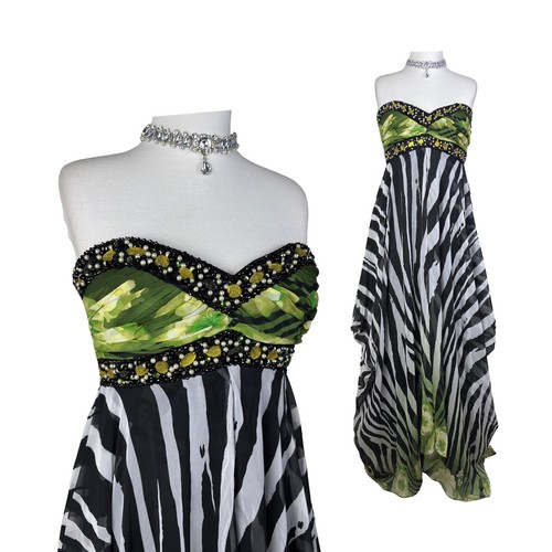Vintage zebra print prom dress - prom,