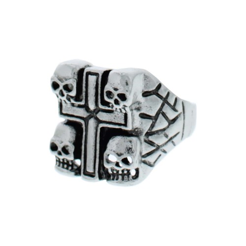 Mini skulls cross ring - cross, with