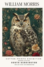 William Morris Vintage Owl Cotton Exhibition Prints Wall Poster Print
