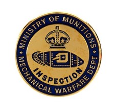 WW1 Ministry of Munitions Mechanical Warfare Dept Enamel Badge -New Reproduction
