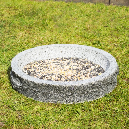 Large round granite bird bath - bird,
