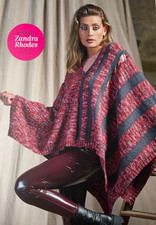 Zandra Rhodes knitting pattern ladies DK poncho with buttoned shoulder splits