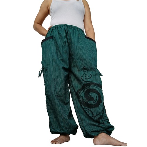 Green harem pants - green, wide