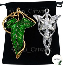 Arwen EVENSTAR BROOCH + GOLD Elven Leaf Brooch SET LOTR Lord of the rings Elf
