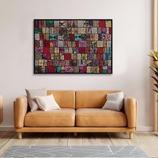 Indian Black Cotton Vintage Patchwork Ethnic Wall Tapestry Hanging 40" X 60"