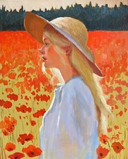Original oil painting Woman in