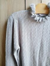 CLEARANCE/  ZARA WOOL & ALPACA BLEND RUFFLE KNIT JUMPER, GREY, SIZE S, NEW