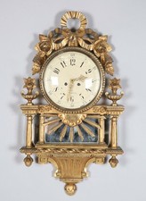 Large Early Victorian/Regency Swedish Carved Giltwood Cartel Style Wall Clock.