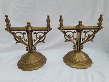 Pair Victorian Brass Fire Dogs